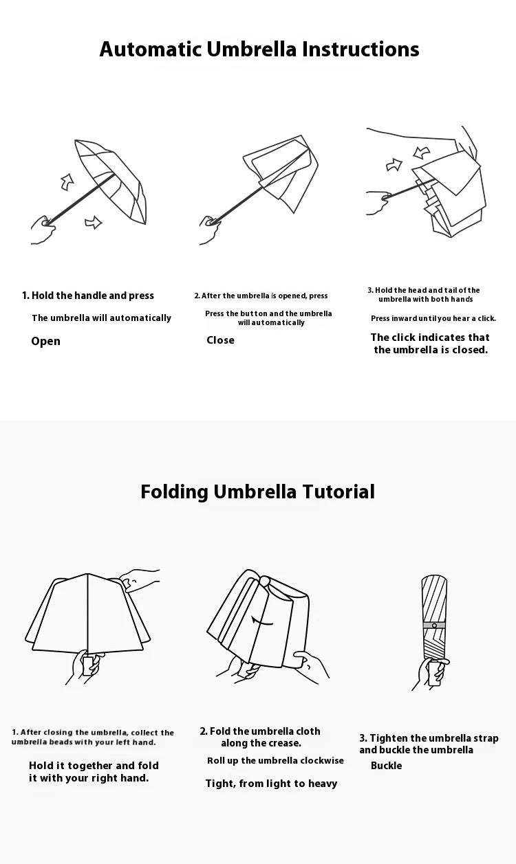 Large Polka Dots AutoOpen/Close Women’s Retro Aesthetic 2-in-1 Umbrella - UPF 50+ Protection 3-Fold Compact, Windproof & Stylish