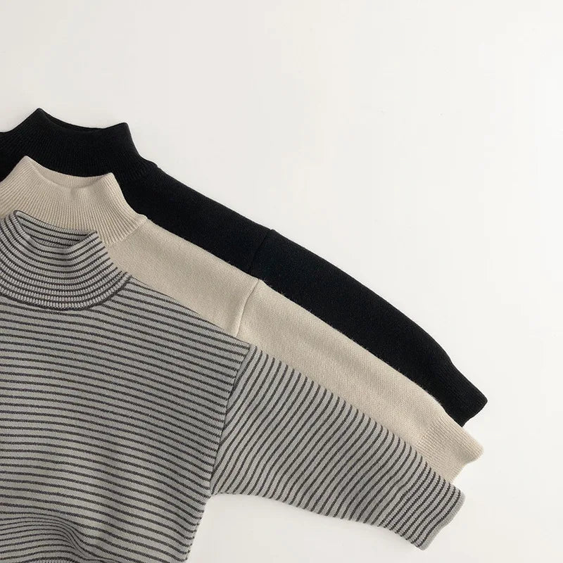 Kindertruien met bontvoering, jongenstruien, halve coltrui, meisjes gebreide trui voor kinderen van 0-6 jaar, unisex