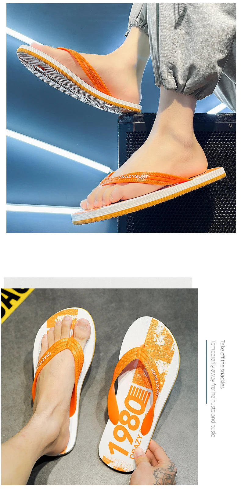 Outdoor Men Beach Flip Flops Sandals Summer Seaside Male Travel Water Slippers Yellow Orange Adult Sandals Slides
