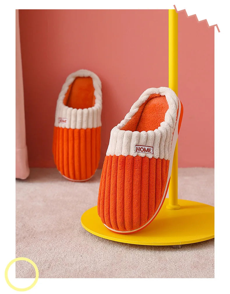 Unisex Fur Fluffy Indoor Slippers With Soft Comfy Furry Bedroom Slides and Non-Slip Plush Flat Cotton Shoes