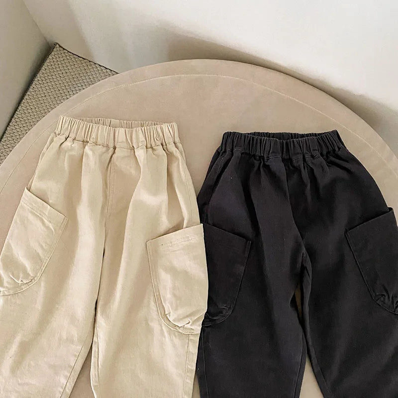 Spring Baby Children's Pants Loose Solid Colour Boys Pants Casual Girls Trousers Kid's Outdoor Pants 1-8Y Unisex