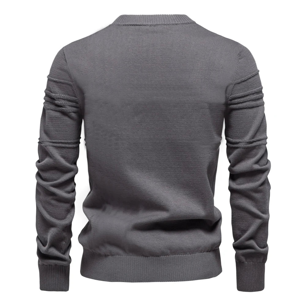 Men's Crewneck Pullover Sweater Knitted Cotton Stripped Quality Autumn Winter Warm Sweaters for Men