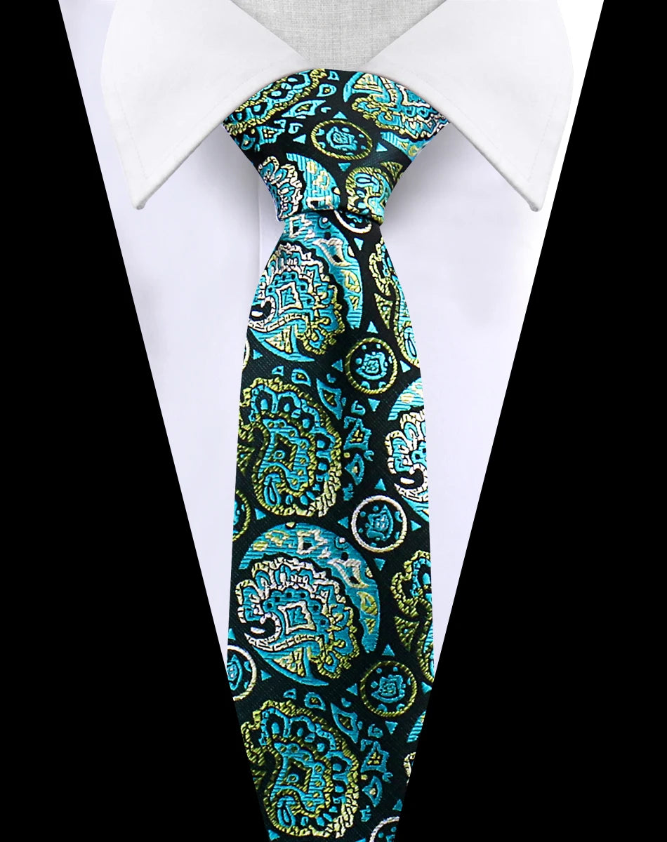 Men's Luxury Paisley Necktie Floral Wedding Style Business Tie Polyester 146x7.5cm Gift for Adult Male Occasions