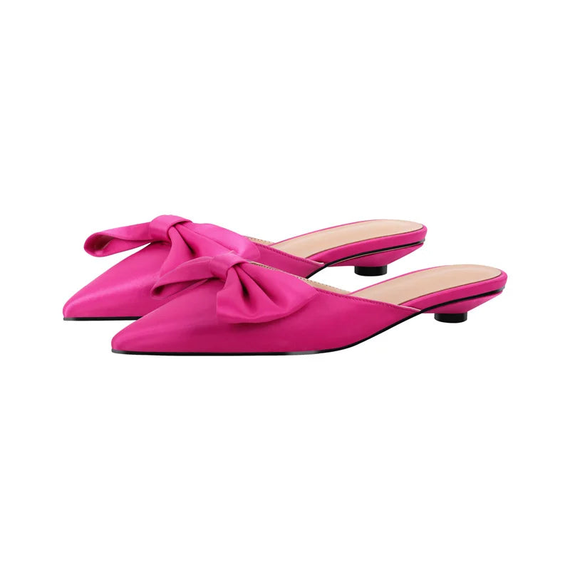 Women Mules Pointed Toe Butterfly-knot Plus Size Shoes