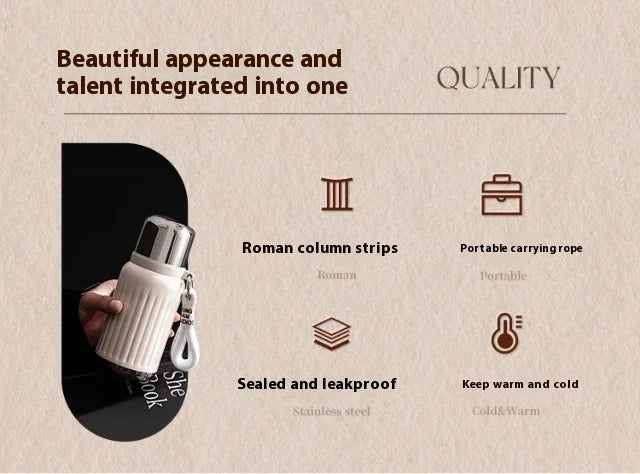 316 SS Vacuum Insulated Thermos Flask - 24/12Hr Hot/Cold Retention, Leakproof, Minimalist Design, Travel Mug Office & Car