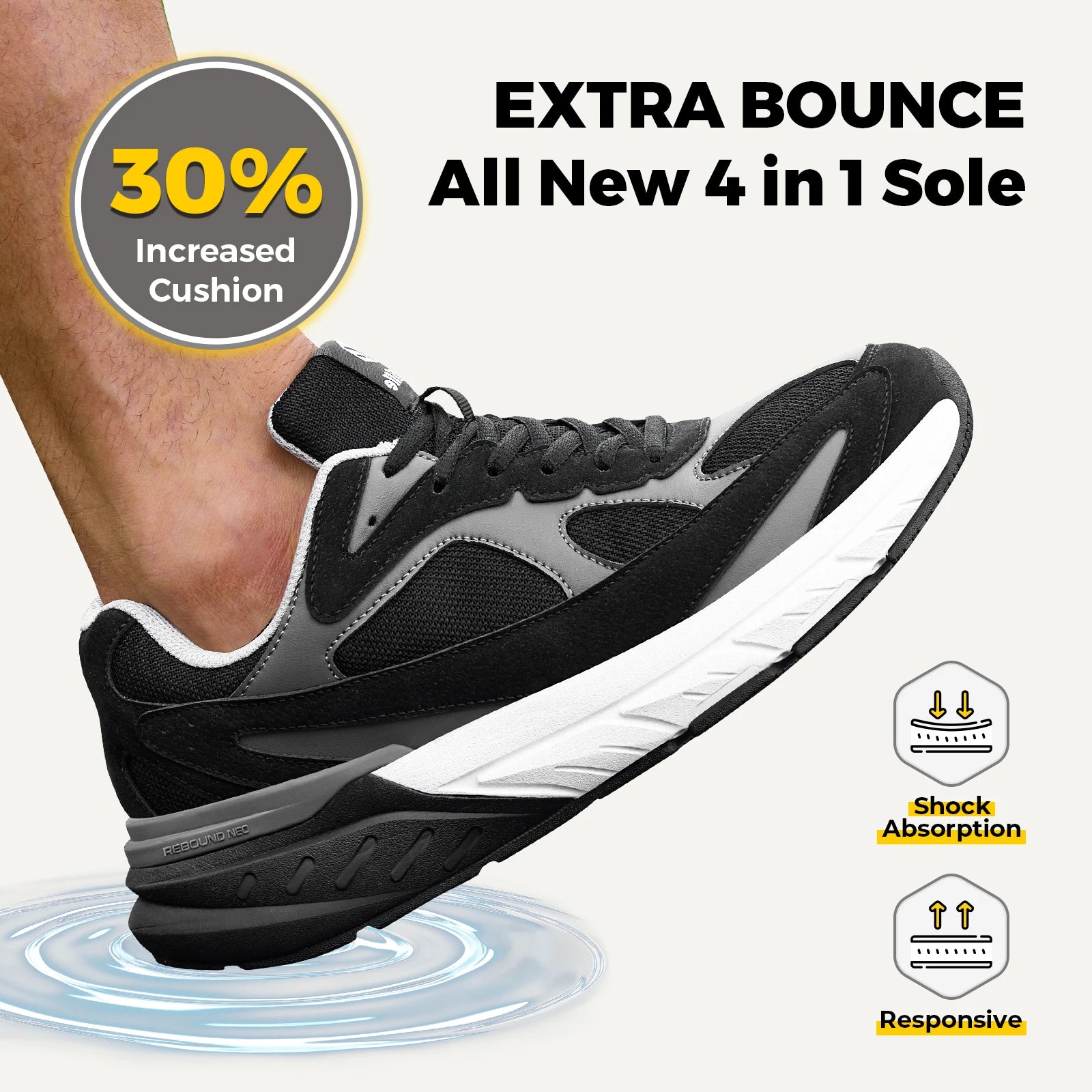 Men's Extra Wide Cushioned Sports Walking Shoes For Swollen Feet, Flat Feet, And Arch Fit - Suitable For Heel Pain Relieve