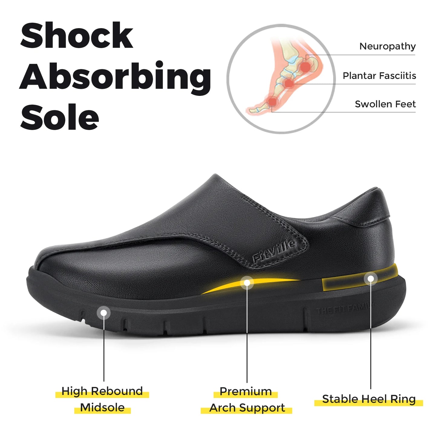 Men's Leather Shoes Diabetic Shoes Casual Oxford Shoes Adjustable Lightweight Formal Business Shoes for Swollen Feet