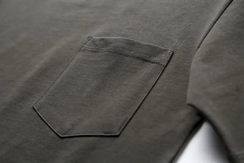 2025 Zomer Nieuw Japans Retro Korte Mouw O-hals Effen Kleur T-shirt Heren Zwaargewicht 100% Katoen Gewassen Casual Zak Tops