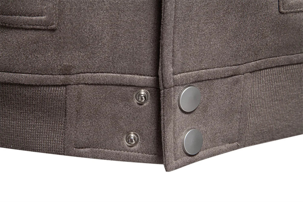 Men's Suede Button Up Bomber Jackets Crew Neck Button-Up Baseball Casual Business Outwear Jacket For Men