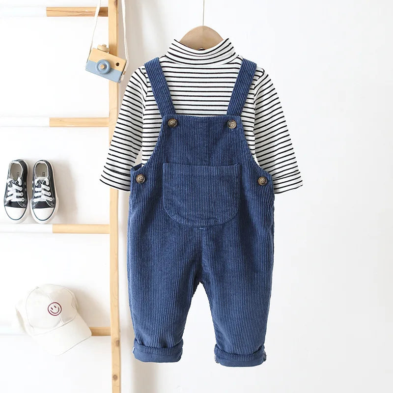 Baby Overalls Corduroy Jumpsuits Front Pocket Boys Girls Pants Kids Clothes For Children 0-3Y Unisex