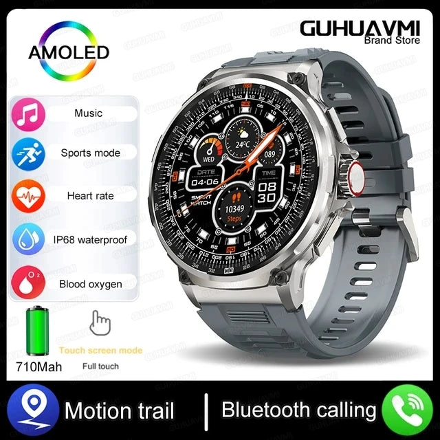 2025 GPS Track Smart Watch 1.85-Inch Ultra HD AMOLED Screen 710MAH Battery Bluetooth Call Smartwatch For Men - Compatible with HUAWEI & Xiaomi IOS