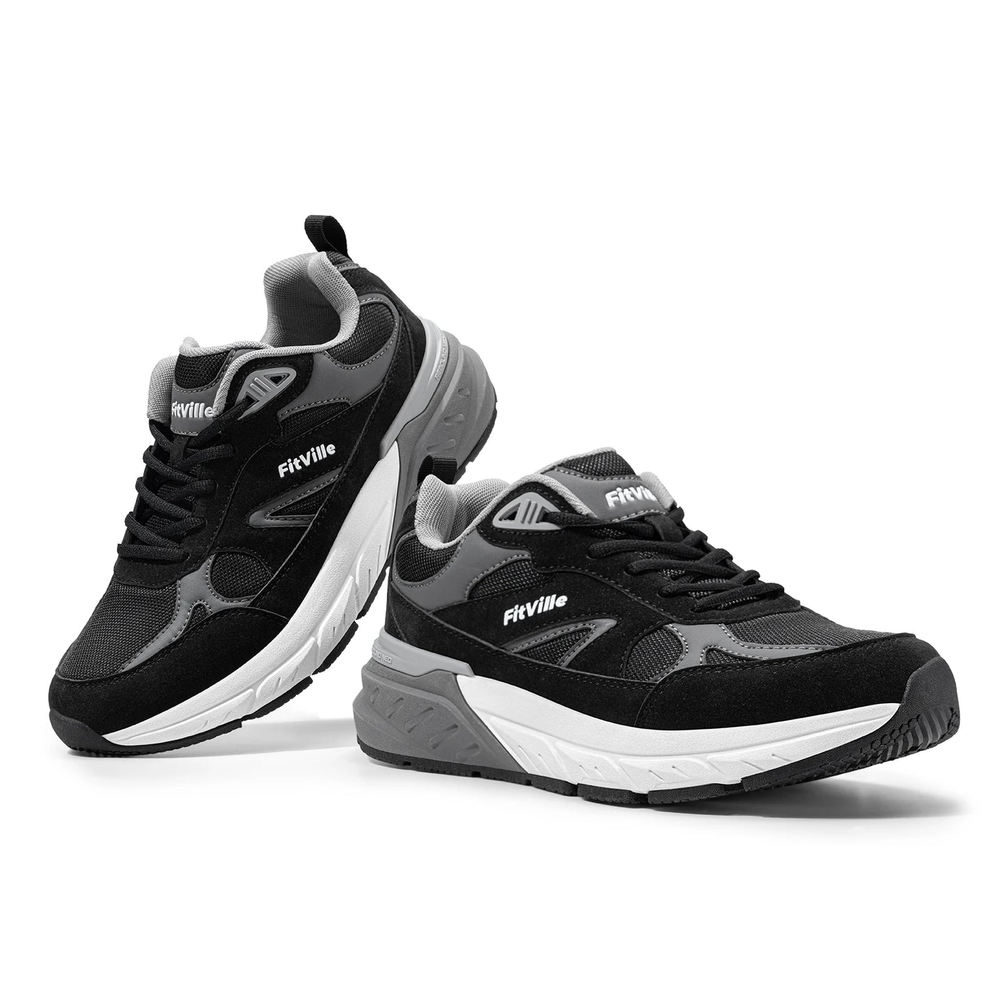 Men's Walking Shoe Wide Width Sneakers with Arch Support For Flat Feet Heel Pain Relief in Plantar Fasciitis