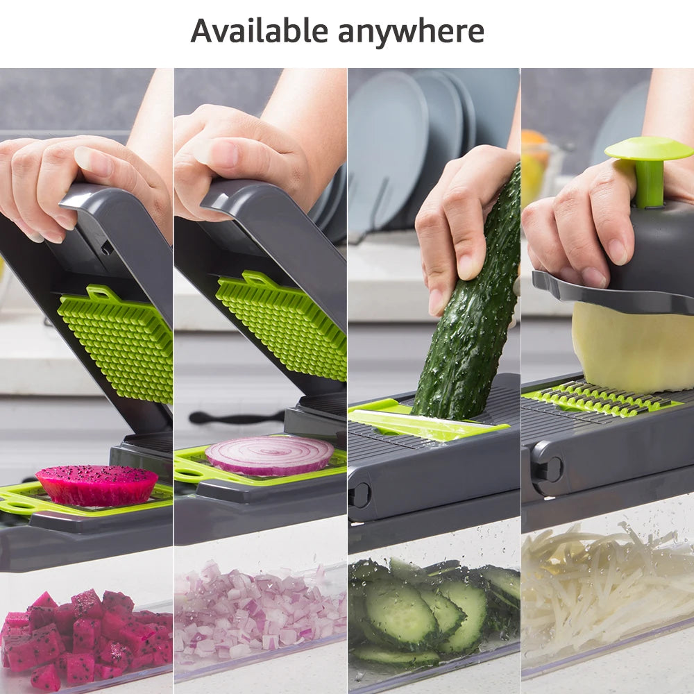 8-in-1 multifunctionele groentesnijder voor huishoudelijk gebruik, aardappelsnijder, keukenradijsrasp, keukengereedschap voor thuisgebruik, fruit en groenten