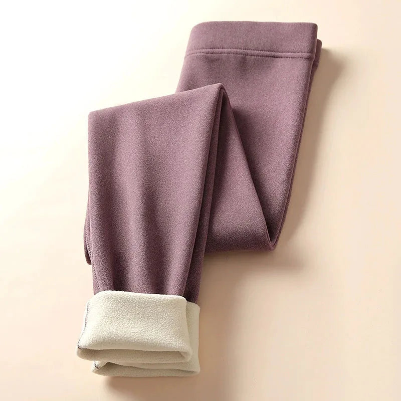 Women's Autumn & Winter New Velvet Padded Leggings Sexy Tights Warm Fleece Leggings Lady Solid High Waist Elastic Yoga Sweatpants