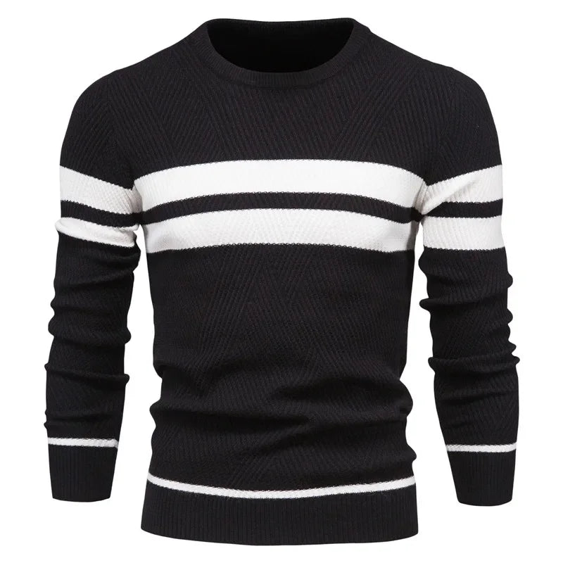 Men's Autumn Pullover Men's Sweater O-neck Patchwork Long Sleeve Warm Slim Sweaters Casual Fashion Sweater For Men
