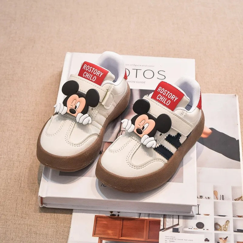Cartoon Children's Casual Shoes Cute Minnie Girls Sneakers Fashion Mickey Boys Sport Shoes Anti-Slip Soft Sole Kids Board Shoes