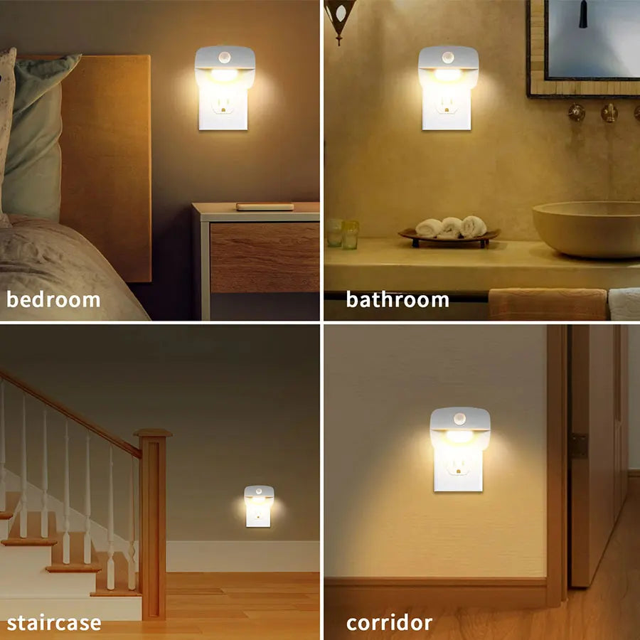 3-kleuren LED-nachtlampje met bewegingssensor EU US-stekker PIR-menselijke infraroodinductielamp voor slaapkamer, gang, trap, keuken