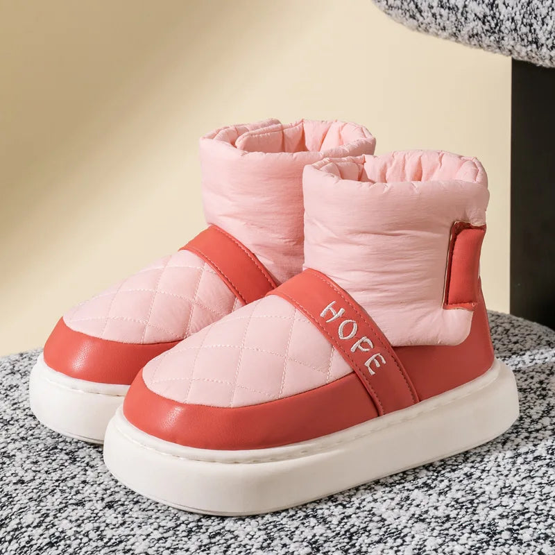 Unisex Snow Boots Ankle Boots PU Leather Winter Shoes Warm Anti-Slip Thick Bottom Shoes For Boys & Girls Size 36-41