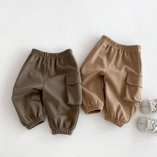 New Autumn Kids Trousers Boys Girls Solid Colour Casual Harem Pants Children Baby Simplicity Cargo Pants 0-5T Unisex