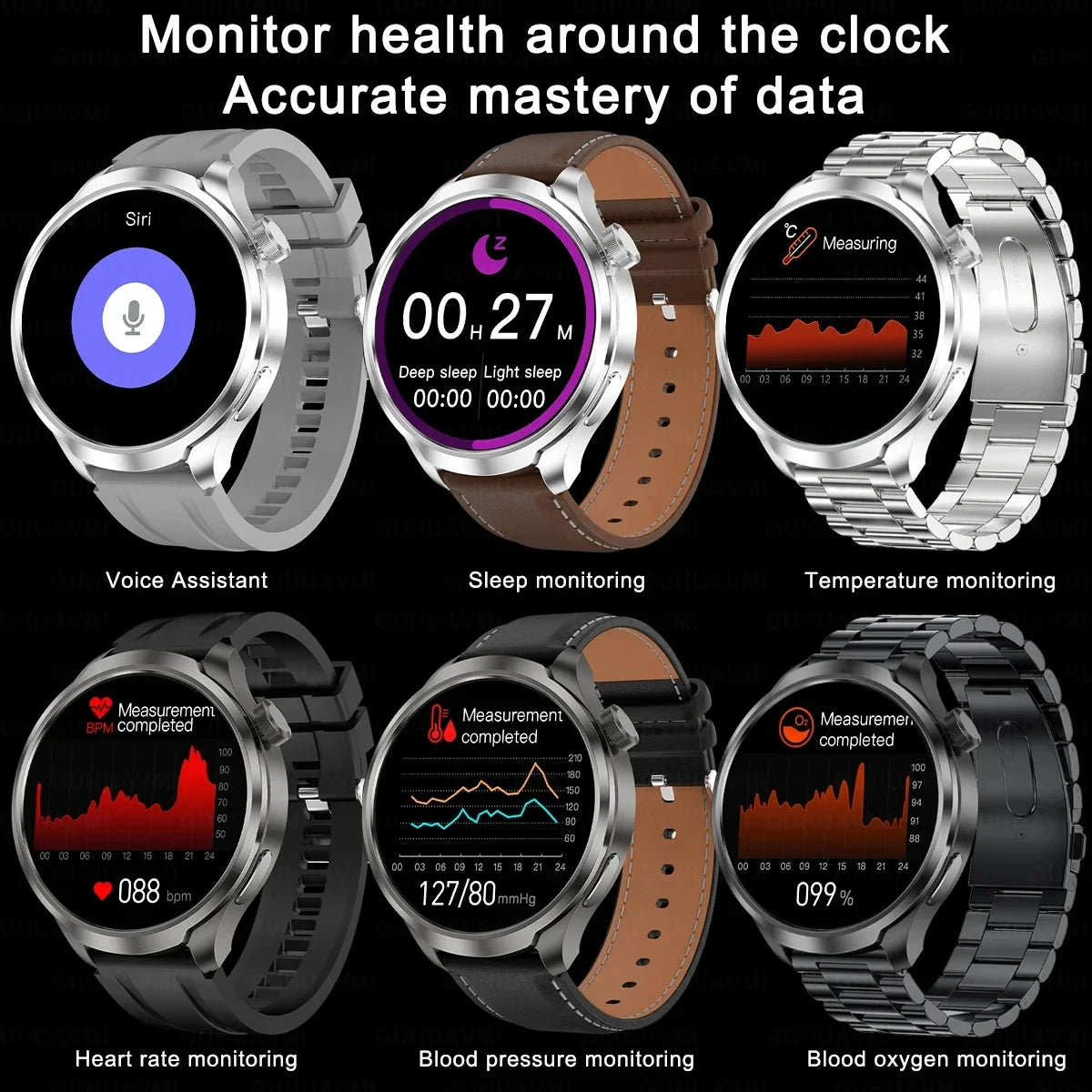 GPS Sports Smartwatch Men AMOLED Screen Compass Altimeter Heart rate BP NFC Bluetooth Call Smart Watch For Men - Compatible With HUAWEI IOS
