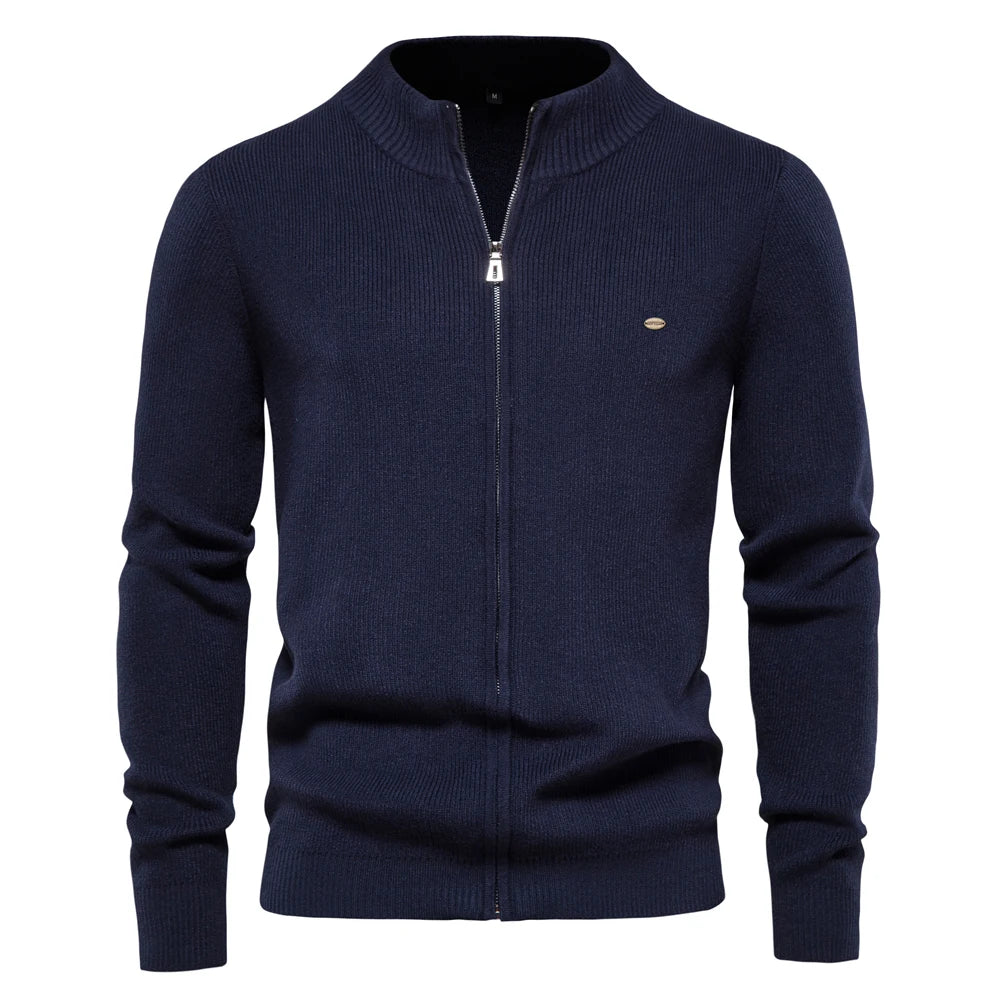 Men's Thickened Cardigan Solid Colour Zipper Basic Sweaters High Quality Winter Autumn Cardigan For Men