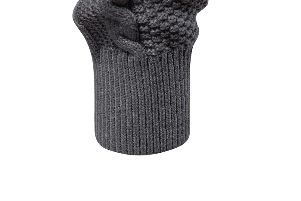 Men's Classic Zip-Up Jacket Cotton Solid Colour Fleece Lined Winter Warm Outdoor Sports Luxury Casual Male Outerwear