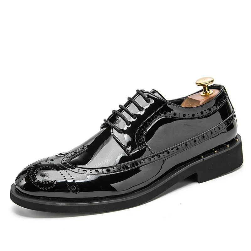 Fashionable Mens Gold Black Shoes New Cool Male Formal Evening Shoes Large Size 38-46 Wedding Dress Shoes for Men