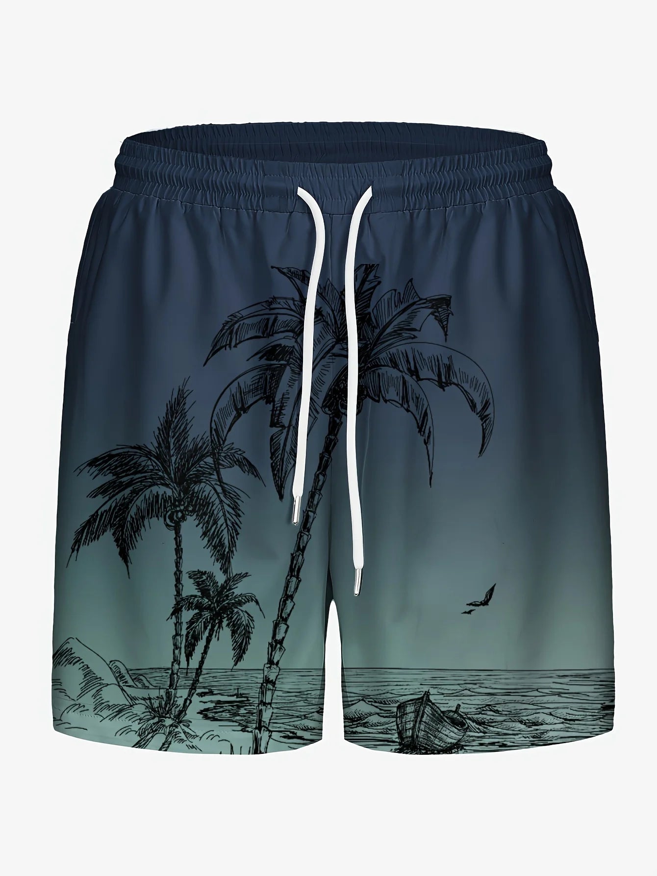 Men’s & Kids Tropical Coconut Tree Print Beach Shorts – Quick-Dry Waterproof Surf Swim Shorts for Vacation & Outdoor Wear