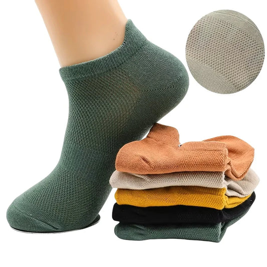 5 Paar Sommer Herren Baumwolle Kurze Mesh Harajuku Bequeme Einfarbige Lässige Söckchen Männliche Netz Sneaker Socken