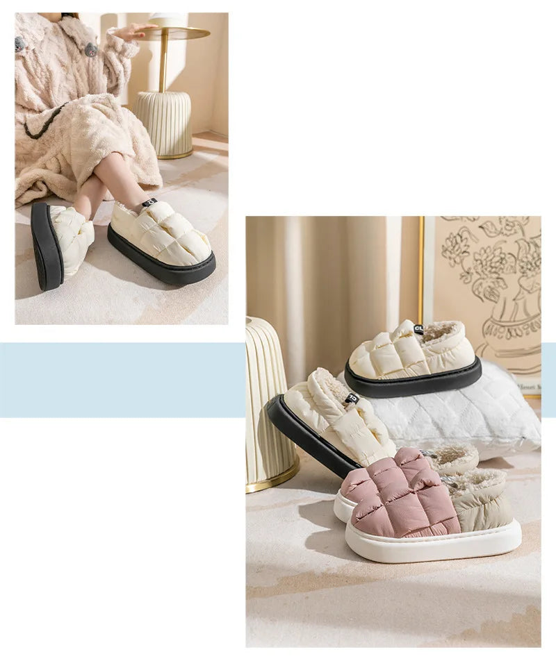 Women's Winter Warm Flat Slippers With Soft Fluffy Cosy Cotton Thick Bottom and Non-Slip Sole Suitable For Home and Outdoor Use Ladies Shoes