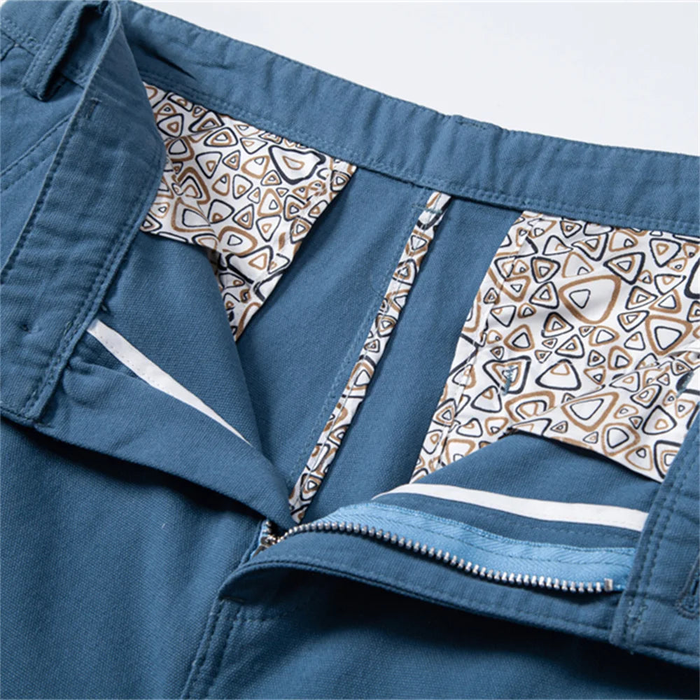2025 Men's 5-Inch Casual Shorts 100% Cotton Solid Elastic Waist Summer Comfy Beach Business Social Multi Colours