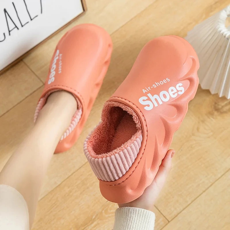 Unisex Winter Plush Sport Slippers Outdoor Waterproof Home Warm Fuzzy Slippers Suitable As Garden Shoes For Men & Women