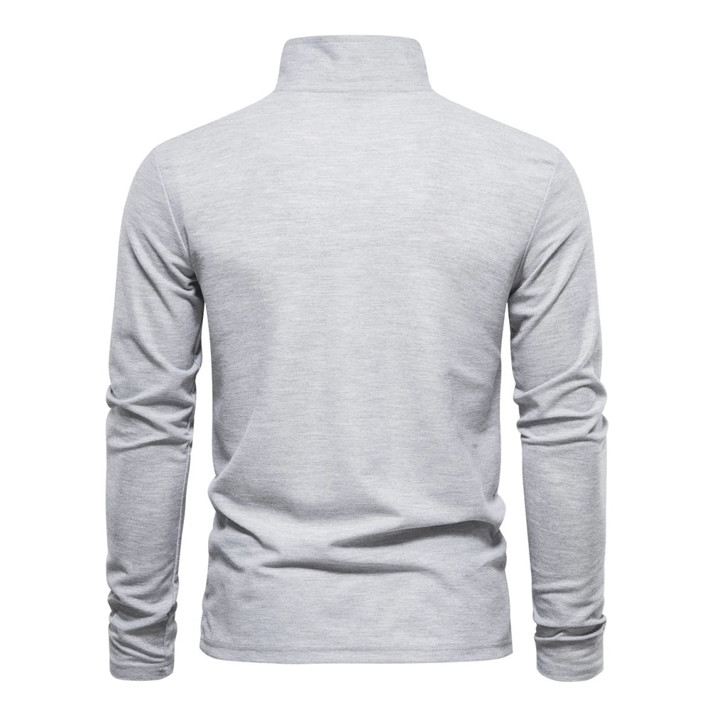 New Men's Deer Embroidery Polo Shirts Solid Colour Long Sleeve Social Business Male