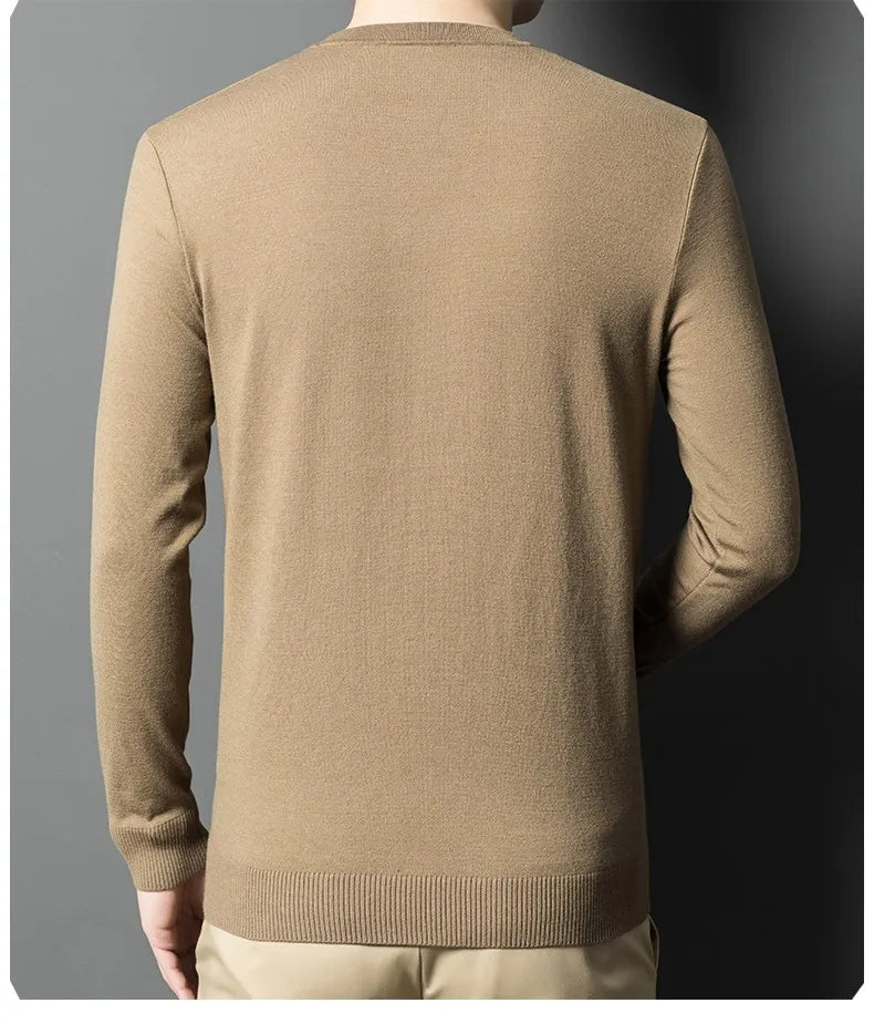 Men's High-End Woollen Designer Knitted Pullover Sweater, Casual Graphic Trendy Korean Brand, and Male Jumpers