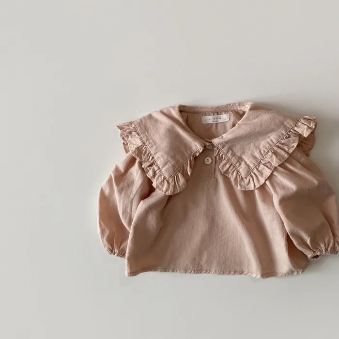 Spring Toddler Baby Girl's Shirt Clothing Casual Big Collar Sweet Lapel Long Sleeve Tops Blouse for Children 6M-24M Girls