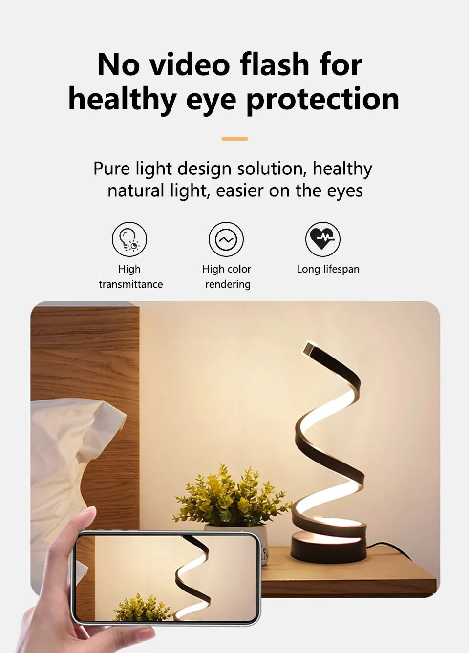 Modern Spiral Table LED Night Light Dimmable Desk Lamp Living Room Nightstand Lamp Bedside Table Study Office Bedroom Decoration