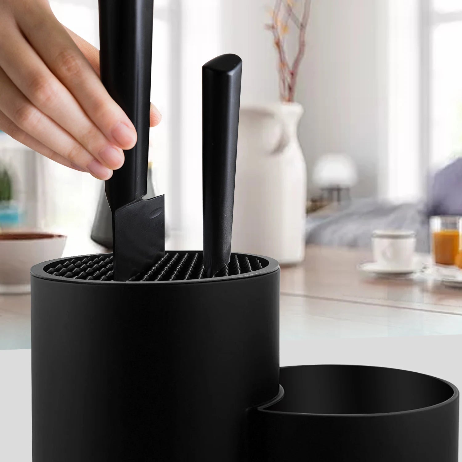 Knife holder Multi-Function Utensil stand Knife Block PP Flatware Drainer Storage Box Spoon Fork Kitchen Organizer Rack