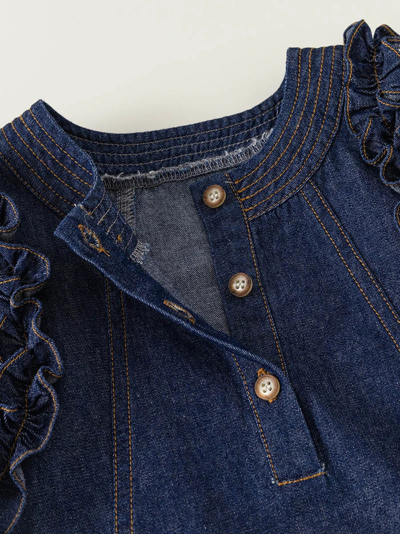 2024 New Summer Girl's Dress Kid's Sweet Denim Tank Dress Children Tops Outfit 1-7Y Girls