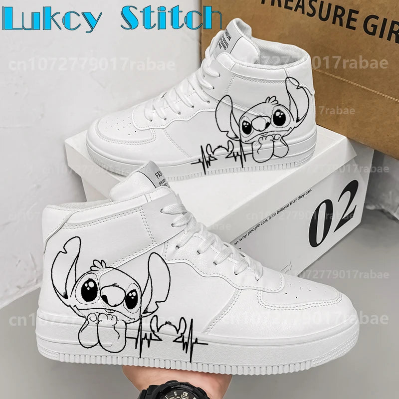 Lilo Stitch Shoes 3D Print Sneakers Anime Cartoon Teenager Boy High Top Outdoor Basketball Sports Casual Men Woman Shoes