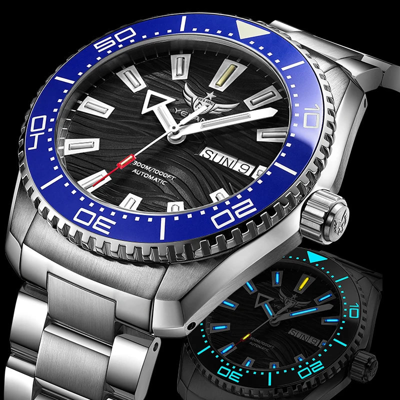 Yelang V5.2 Mechanical Watch 44M Rotatable Ceramic Bezel Sapphire Lens SW220 300m Super Waterproof Men's Diving Watch Reloj
