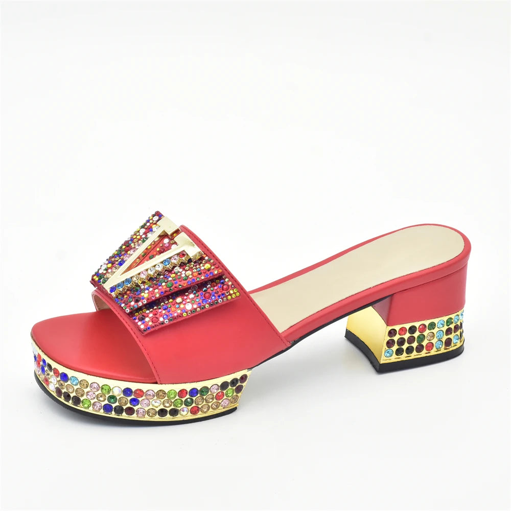 Fashion Ladies Shoe and Bag Set Latest Designers Nigeria Party Shoes and Bags for Women Full Rhinestone Wedding Shoes for Bride