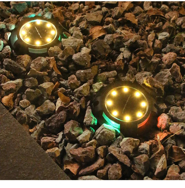 12LED Solar Underground Light Circular Outdoor Garden Solar Underground Light Deck Light Buried Solar Light Garden Decoration