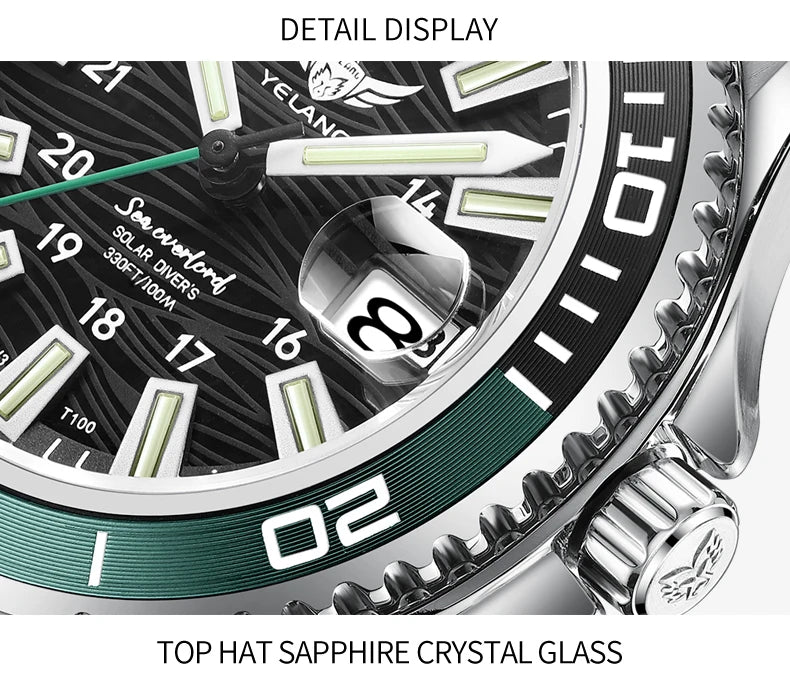 Yelang V1214 Women's Watch Japan VS43 Eco-Drive Solar Watch 36mm Ladies Fashion Sapphire Swiss Luminous 100M Waterproof Watch