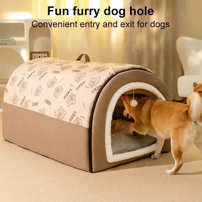 Winter Dog Kennel Warm Dog House Mat Detachable Washable Dogs Bed Nest Deep Sleep Tent for Medium Large Dogs House dog Supplies