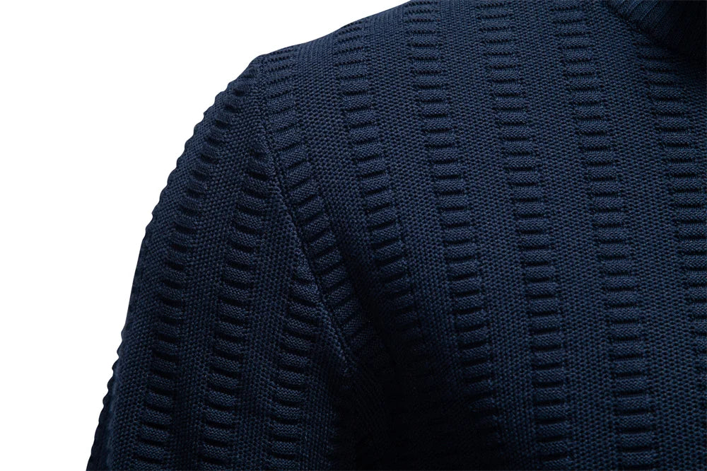 Men's Luxury Striped Pullover Style Cotton Knitwear Thickened Warm Crew Neck Winter Social Male Sweater
