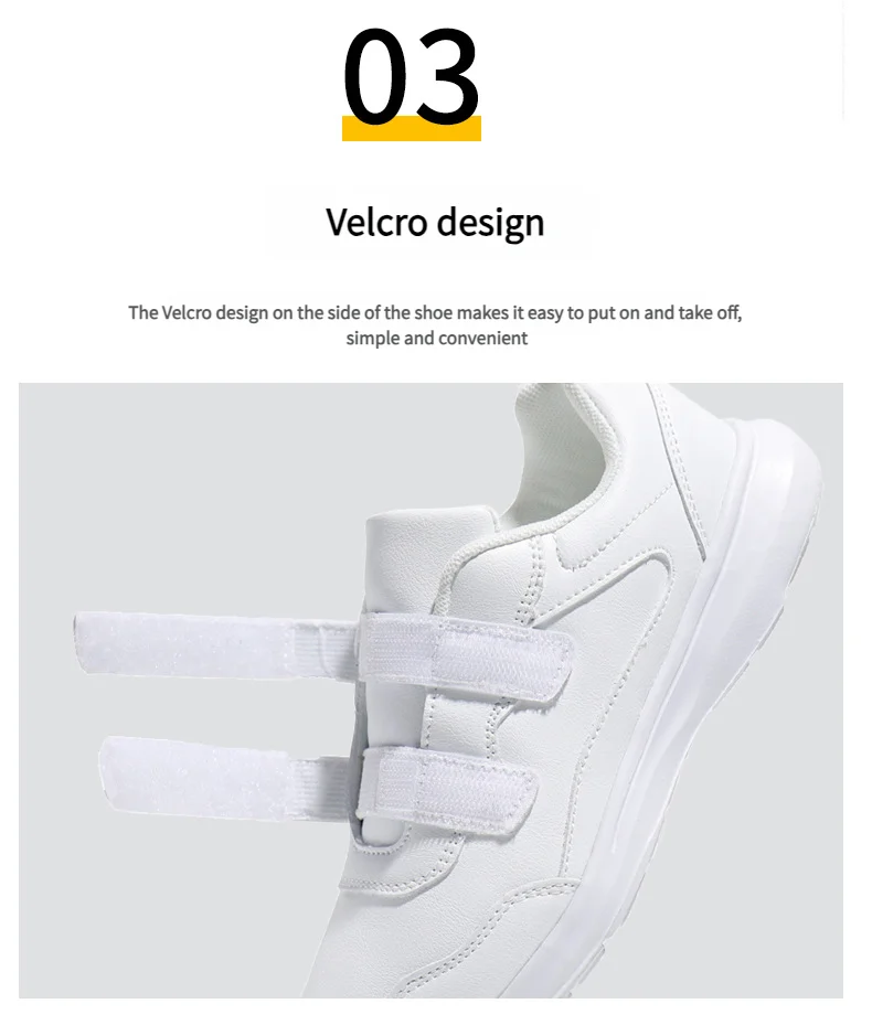 Student Sneakers Unisex White Shoes Magic Buckles Lightweight Couple Shoes for Sports School Dance Running