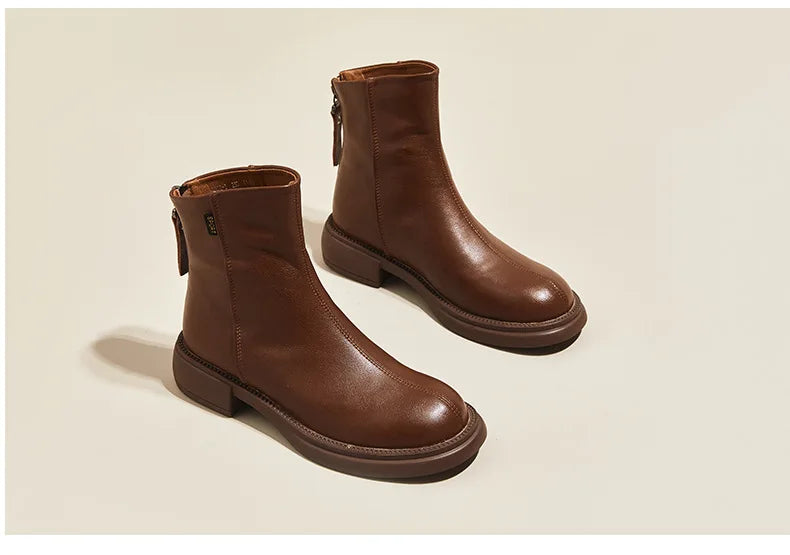 Women's Genuine Leather Female mother Ankle Boots Shoes Split Zipper Winter Fur Plush Warm Autumn Zapateos Mujer Platform