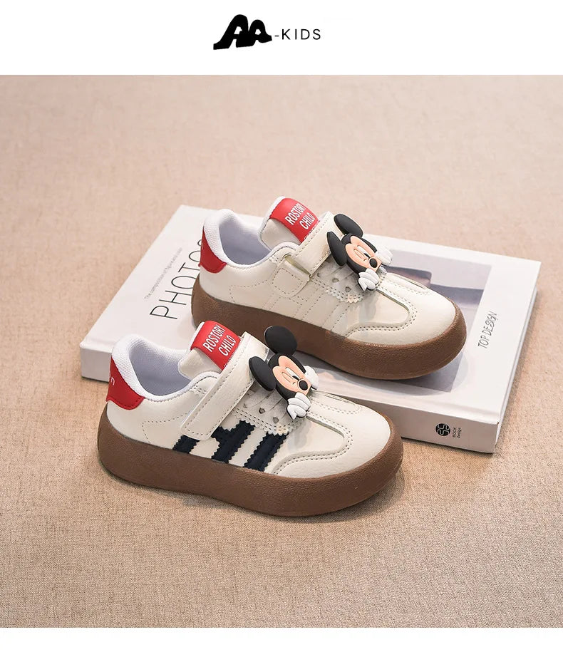 Cartoon Children's Casual Shoes Cute Minnie Girls Sneakers Fashion Mickey Boys Sport Shoes Anti-Slip Soft Sole Kids Board Shoes