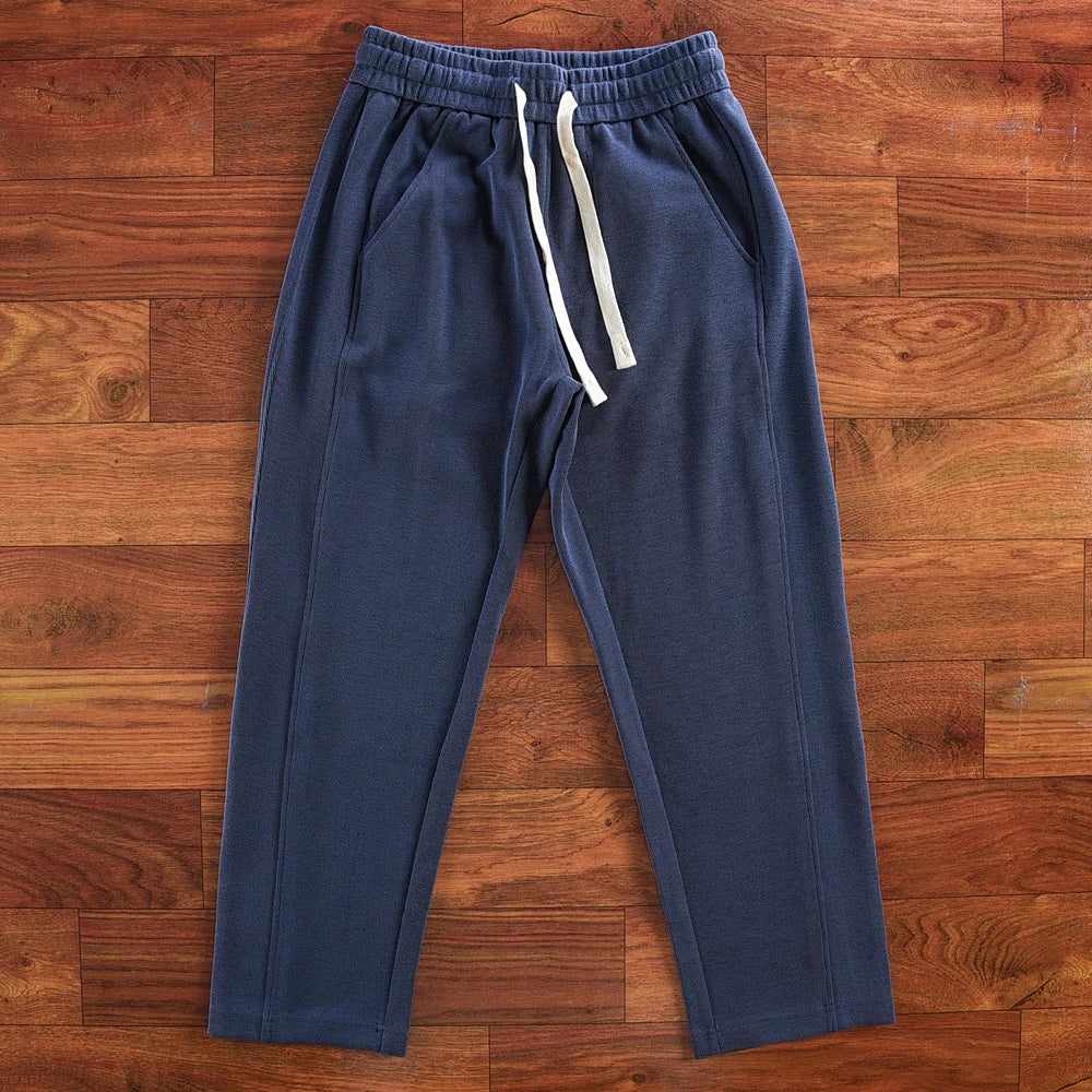 Herfst Nieuwe Amerikaanse Retro Dikke Effen Kleur Gebreide Joggingbroek Heren Eenvoudige Elastische Taille Trekkoord Sport Casual Losse Broek