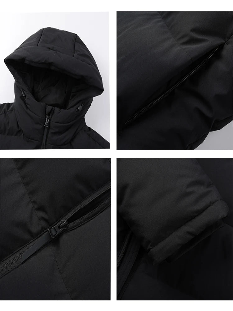 Men's Winter Jacket Long Sports Training Hooded Coat Outwear Warm Silk Cotton Windproof Cotton Clothing